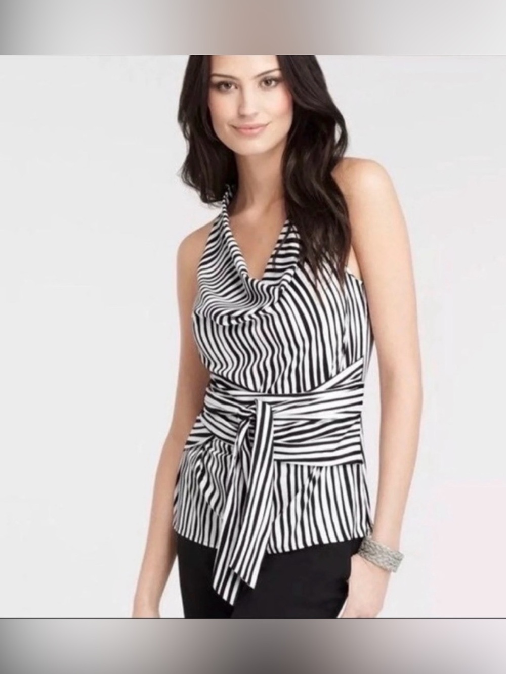 Ann Taylor Striped Cowl Neck Blouse